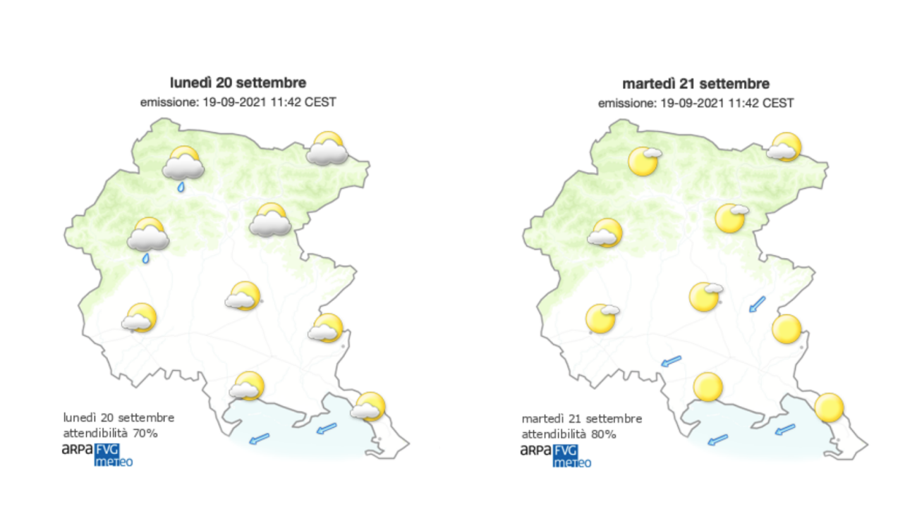 Immagine per Meteo, nuvolosità variabile sul Goriziano con tempo in miglioramento